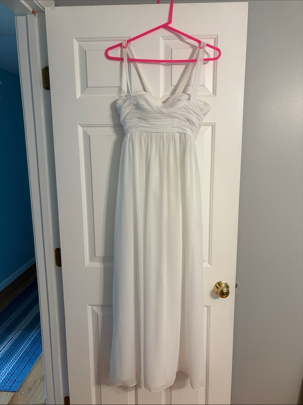 Bill Levkoff White Empire Waist Chiffon Prom Dress